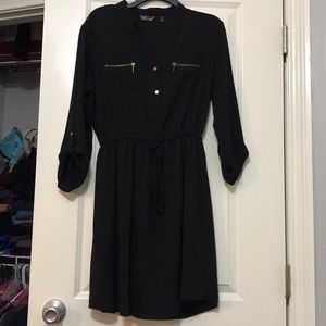 Black dress with 3/4 sleeves gold detail